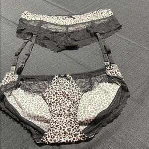 Leopard Print Lace Trim Lingerie Set NWOT